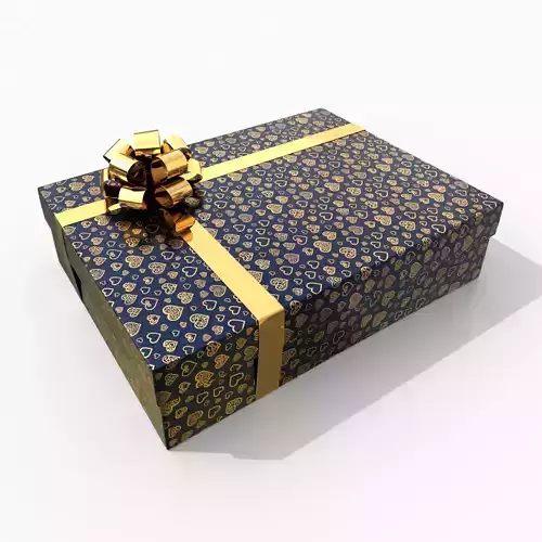 Gift Box - Wide Rectangular with Glossy Tied Ribbon Rosette