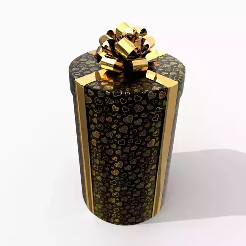 Gift Box - Tall Round with Glossy Tied Ribbon Rosette