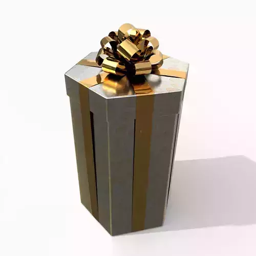 Gift Box - Tall Hexagon with Glossy Tied Ribbon Rosette