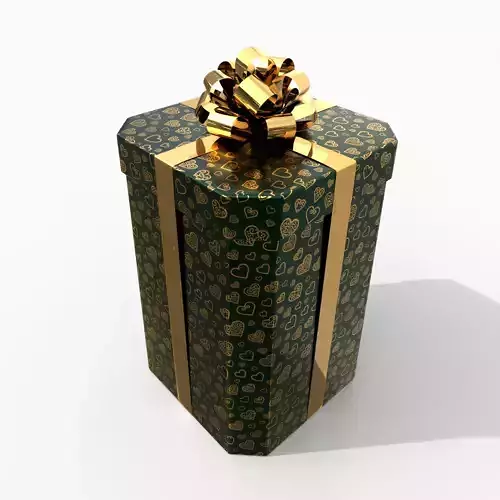 Gift Box - Tall Beveled Edge with Glossy Tied Ribbon Rosette