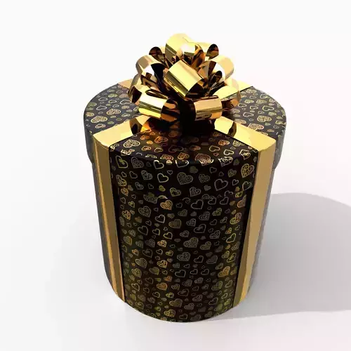 Gift Box - Round with Glossy Tied Ribbon Rosette