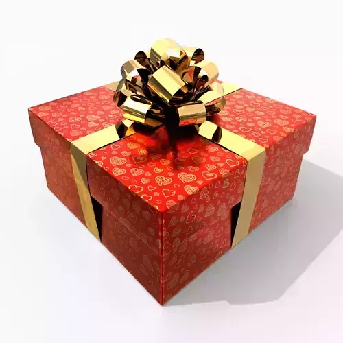 Gift Box - Low Regular with Glossy Tied Ribbon Rosette