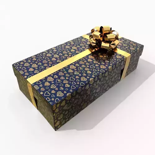 Gift Box - Low Rectangular with Glossy Tied Ribbon Rosette