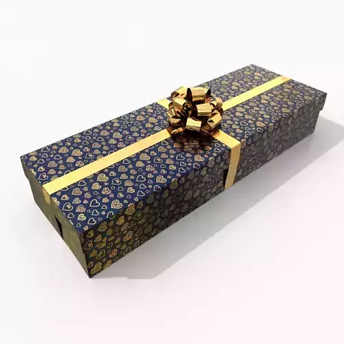 Gift Box - Long Rectangular with Glossy Tied Ribbon Rosette
