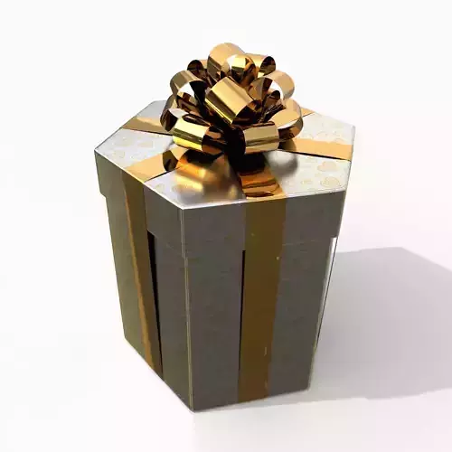 Gift Box - Hexagon with Glossy Tied Ribbon Rosette