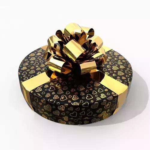 Gift Box - Flat Round with Glossy Tied Ribbon Rosette