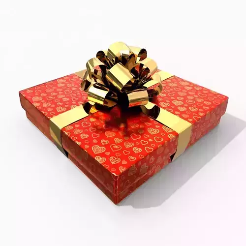Gift Box - Flat Regular with Glossy Tied Ribbon Rosette