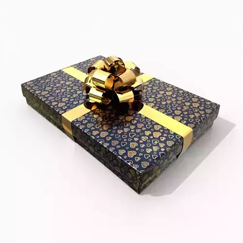 Gift Box - Flat Rectangular with Glossy Tied Ribbon Rosette