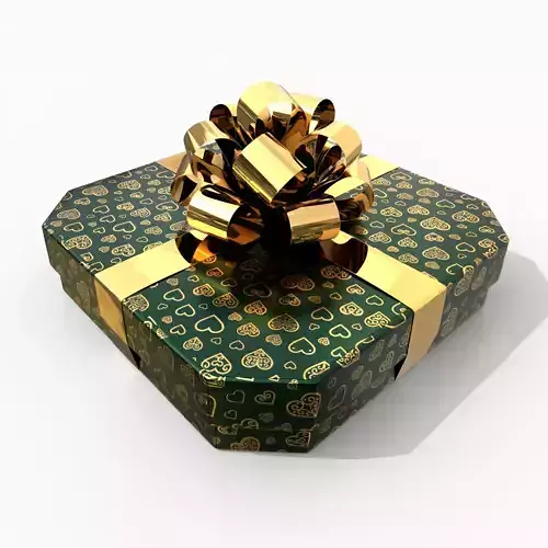 Gift Box - Flat Beveled Edge with Glossy Tied Ribbon Rosette