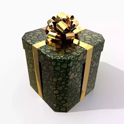 Gift Box - Beveled Edge with Glossy Tied Ribbon Rosette