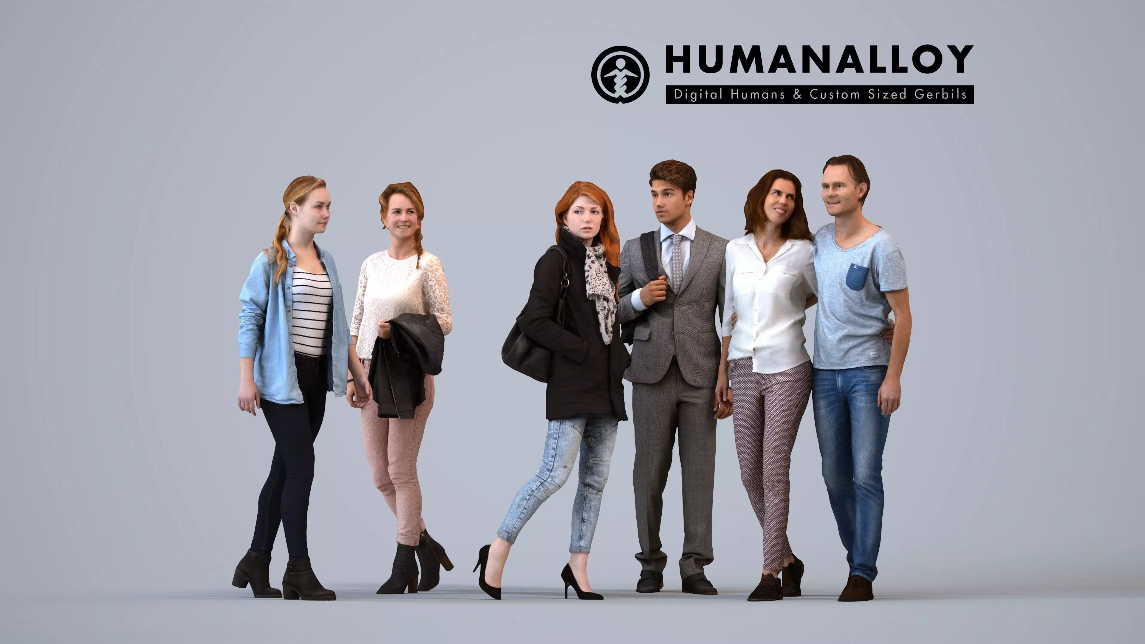 Basics0007 - A set containing 5 models of male and female 3D model