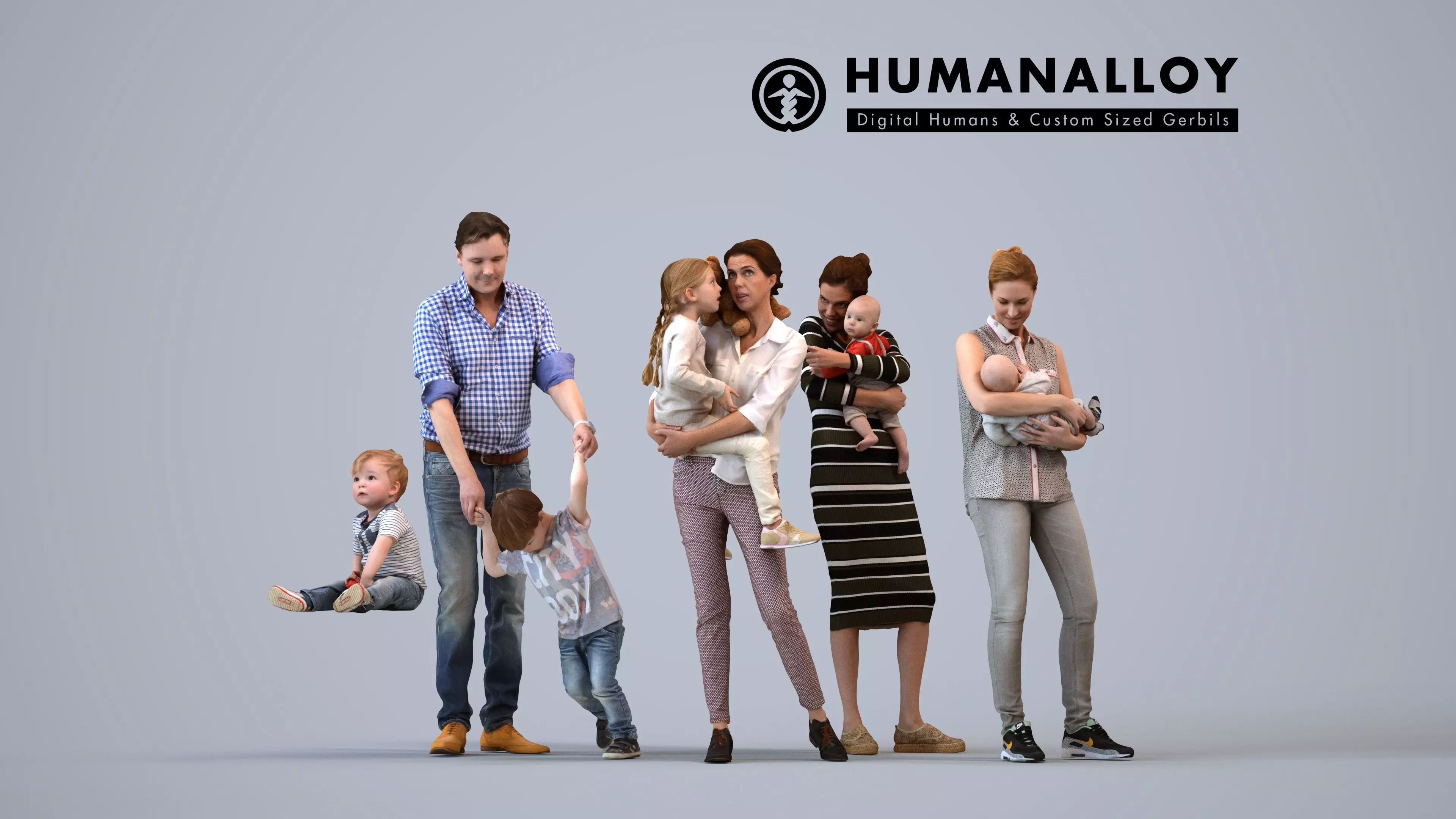 Basics0026 - A set containing 5 models of male and female 3D model