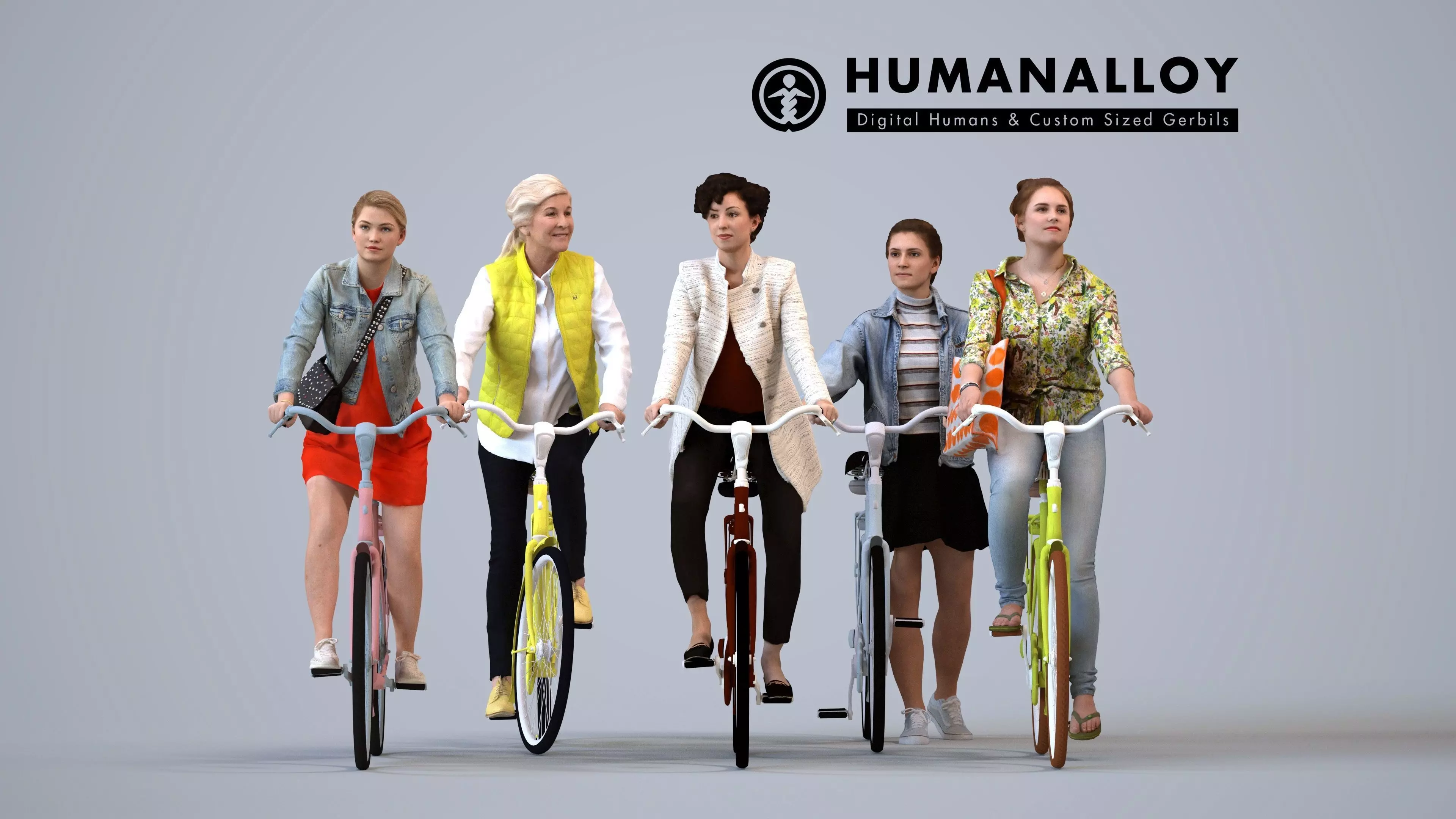 Basics0051 - A set containing 5 models of female adults in 3D model