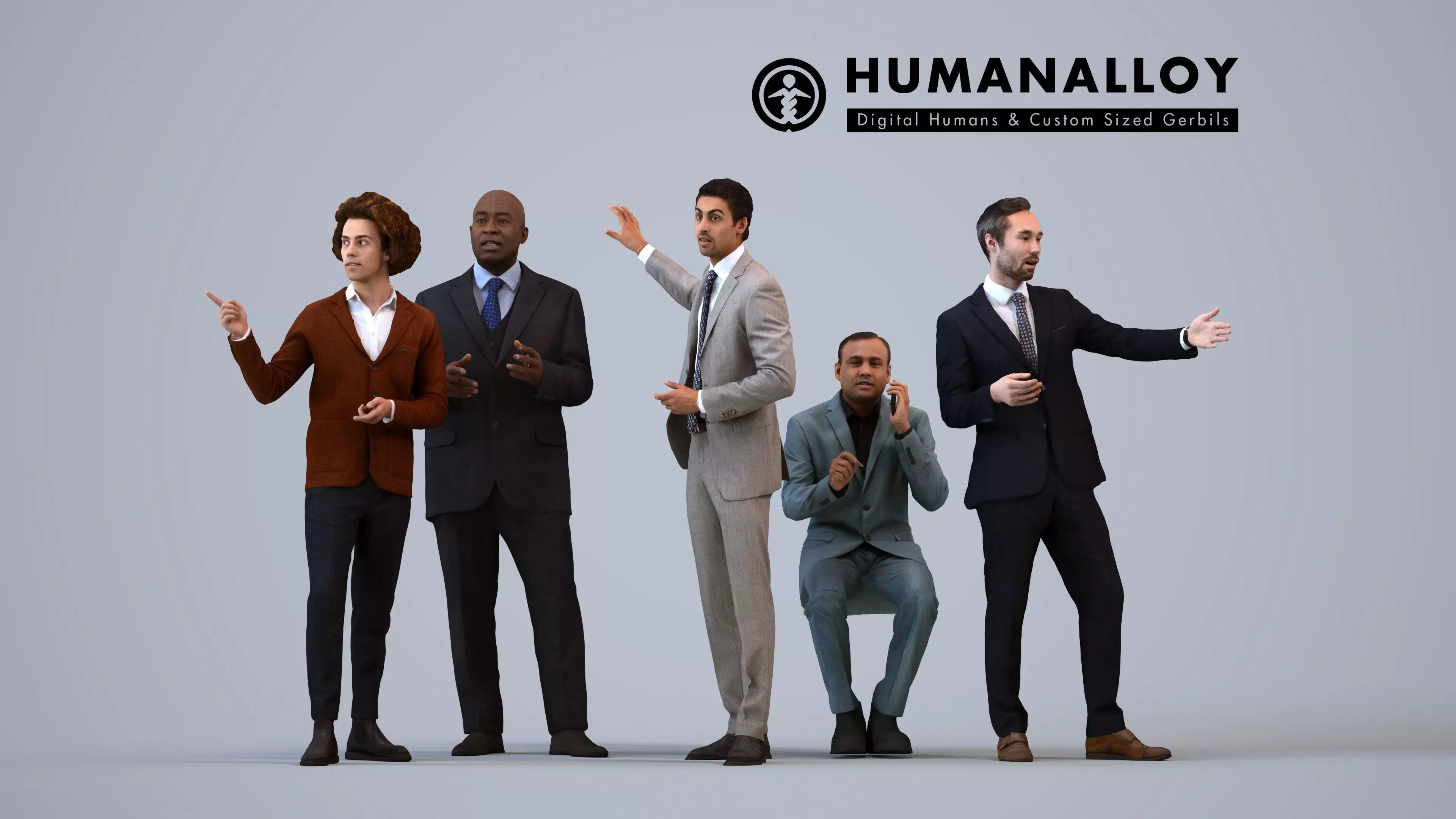 Basics0078 - A set containing 5 models of male and female 3D model