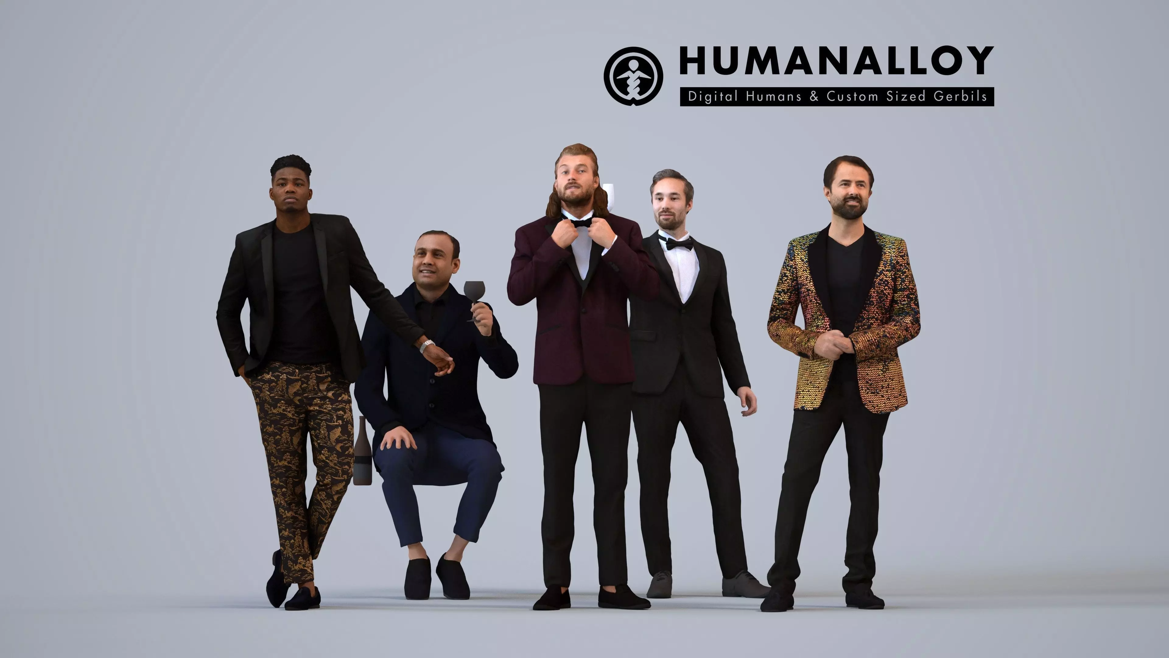 Basics0082 - A set containing 5 models of male and female 3D model