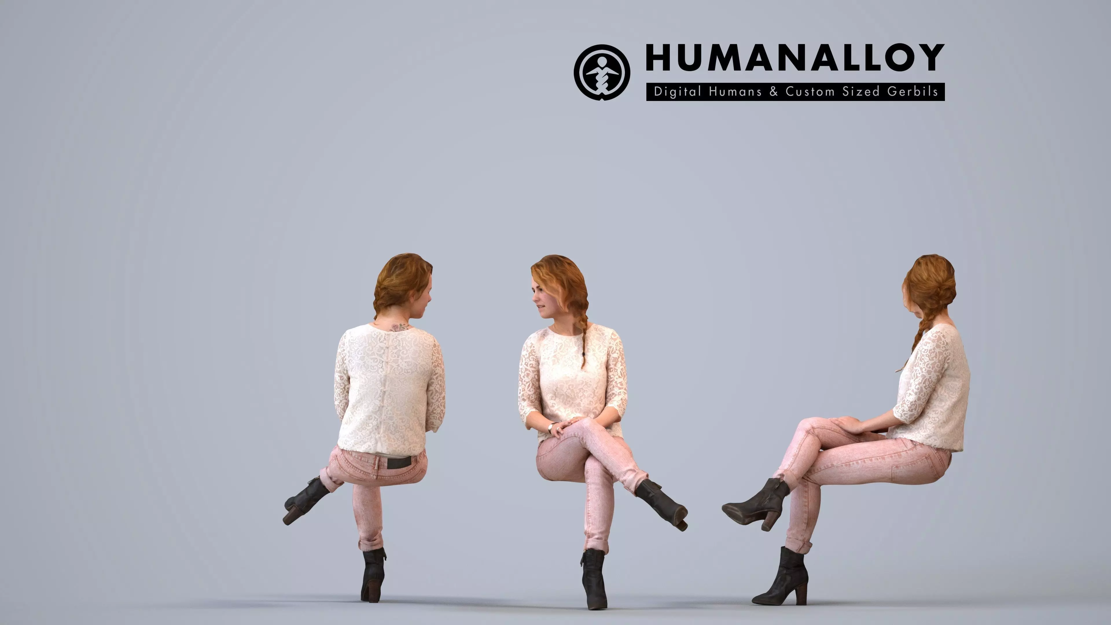 00015Charlotte009 - Young Caucasian woman sitting relaxed in 3D model