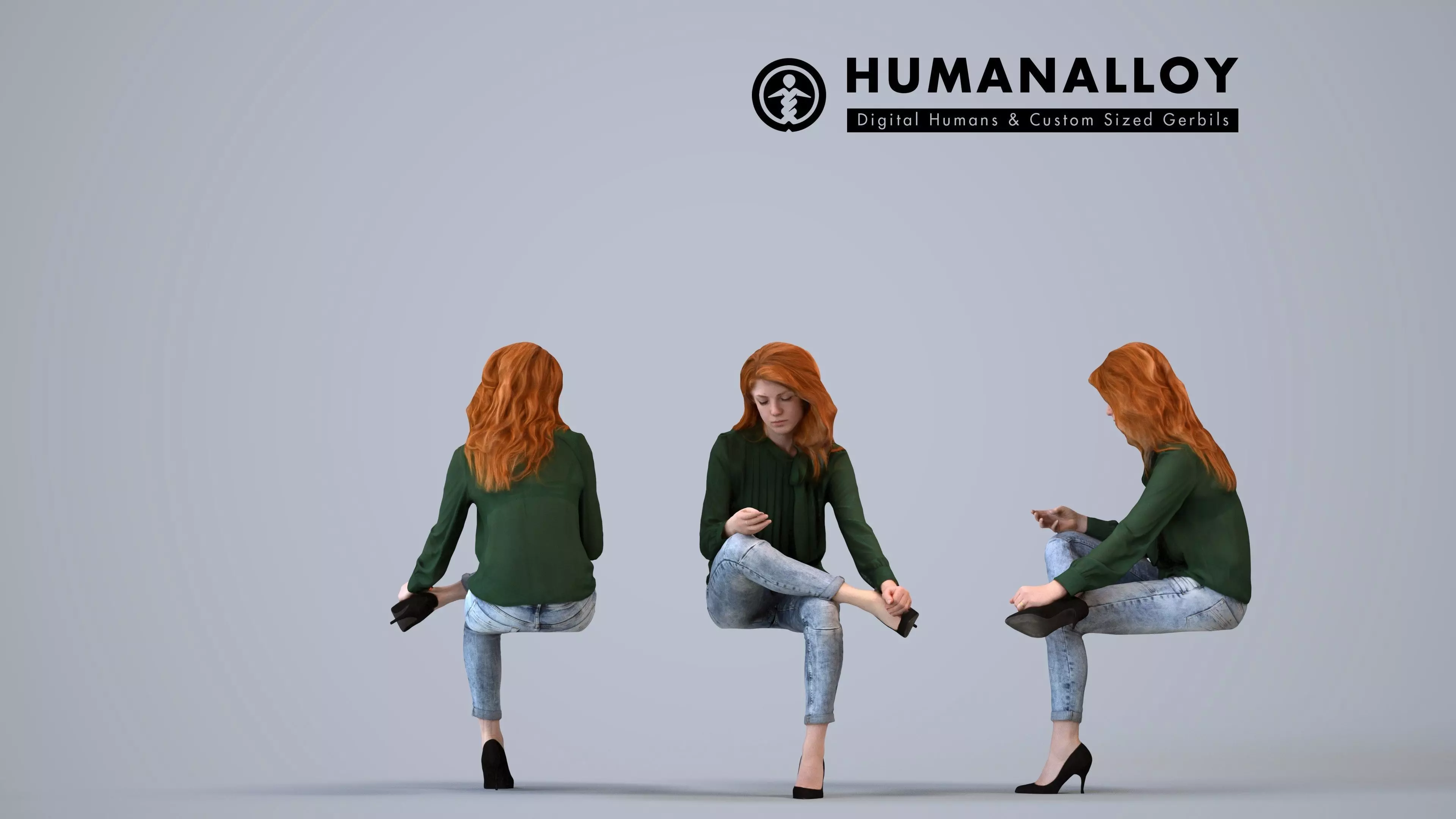 00021Yvonne009 - Senior Caucasian woman sitting relaxed in 3D model
