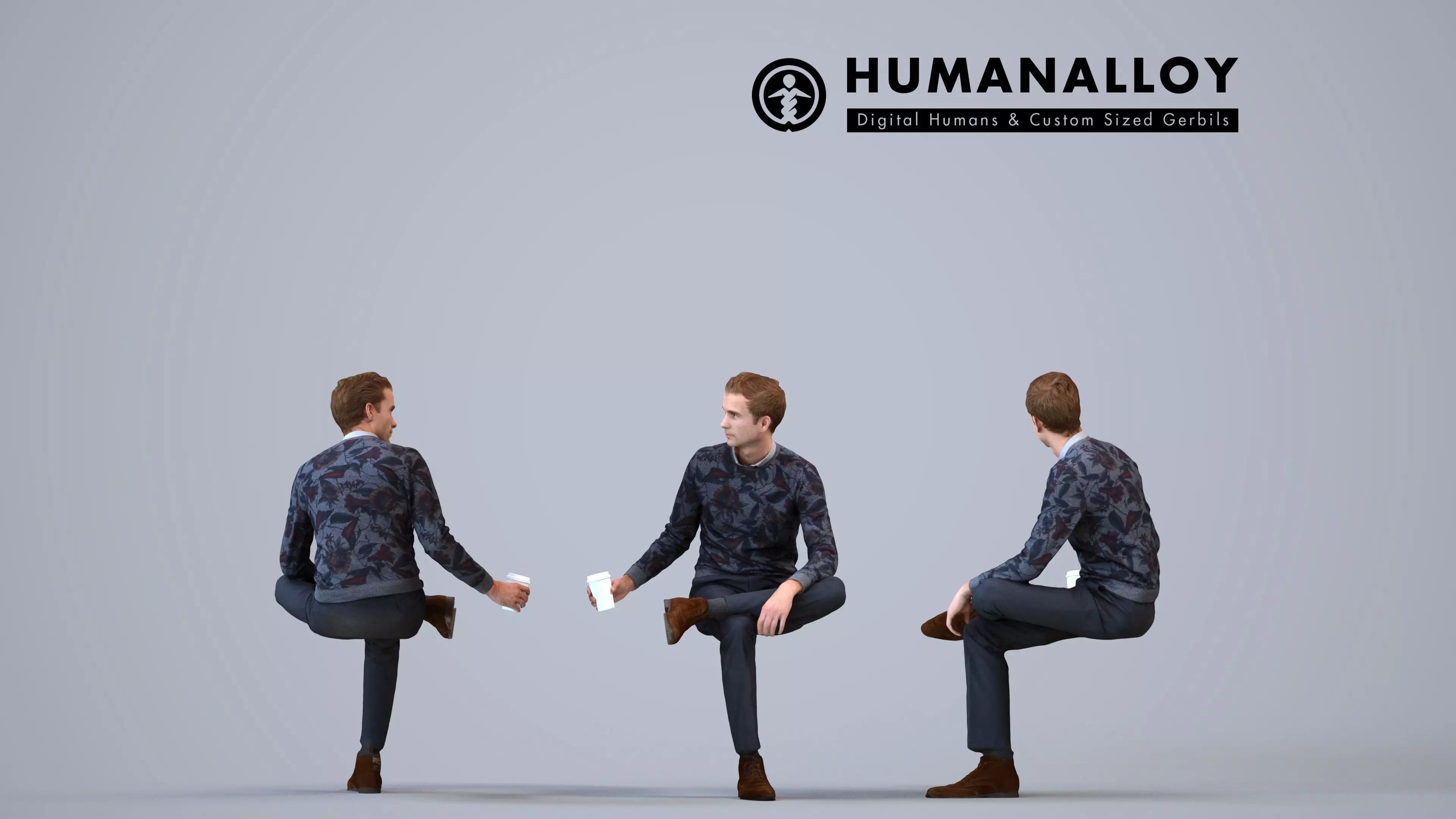 00057Jeffrey006 - Adult Caucasian man relaxing at home in 3D model