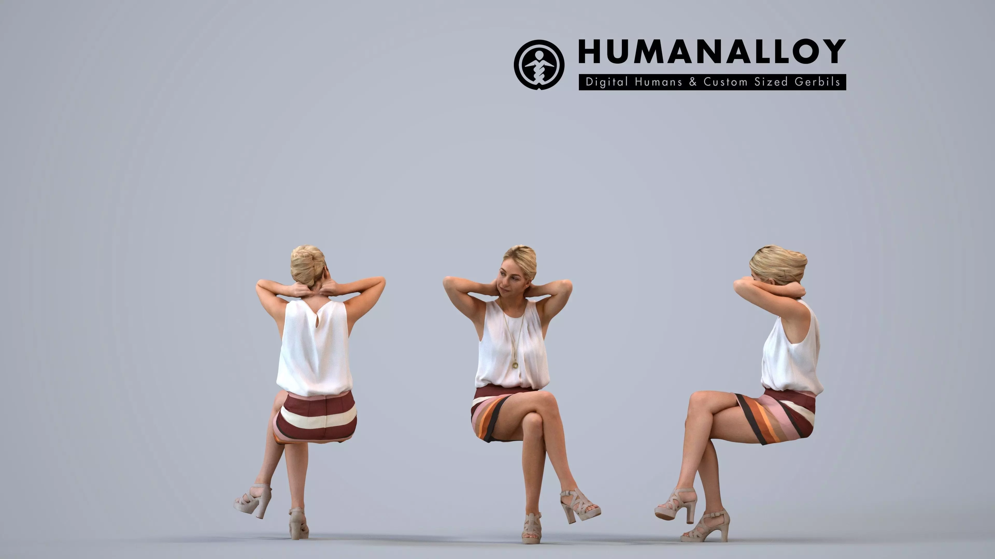 00067Maja005 - Adult Caucasian woman relaxing in public space 3D model