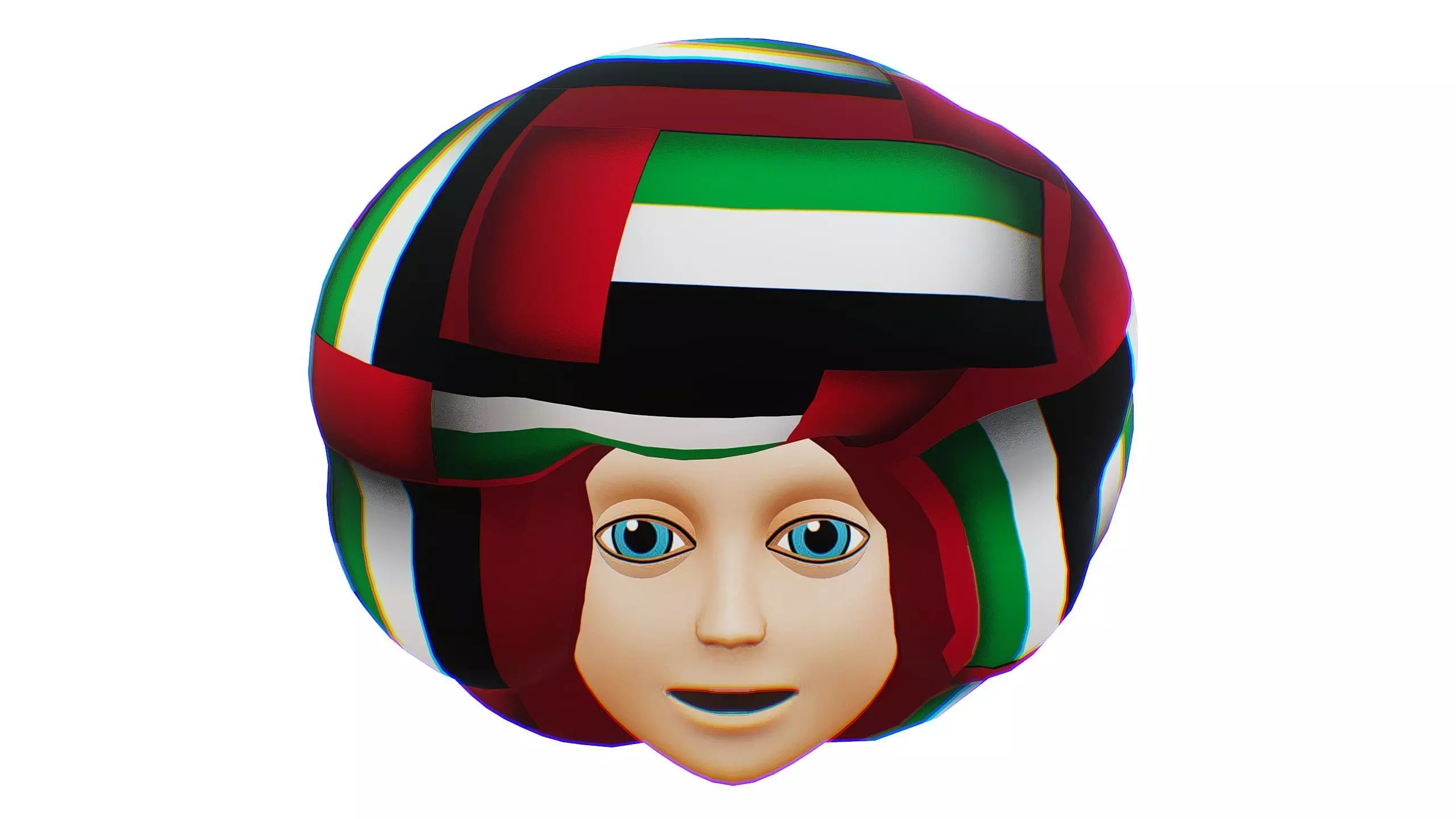 Afro Hairstyle - UAE Flag Hair - United Arab Emirates Wig Low-poly 3D model