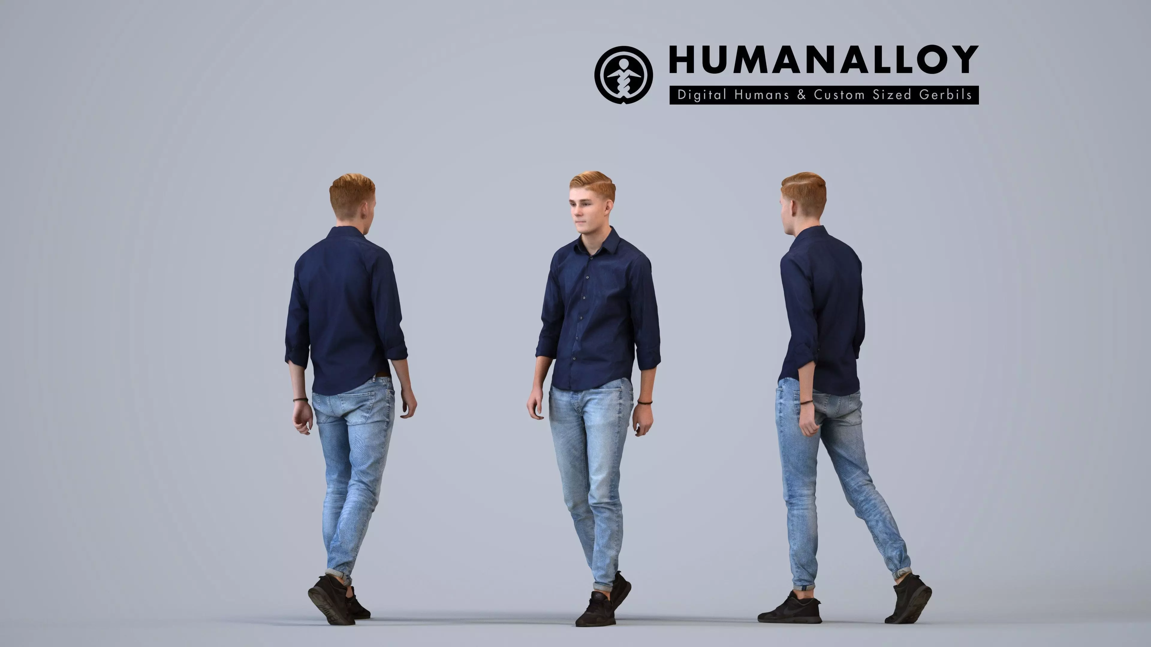 00083Ewoud003 - Adult Caucasian man walking through public 3D model
