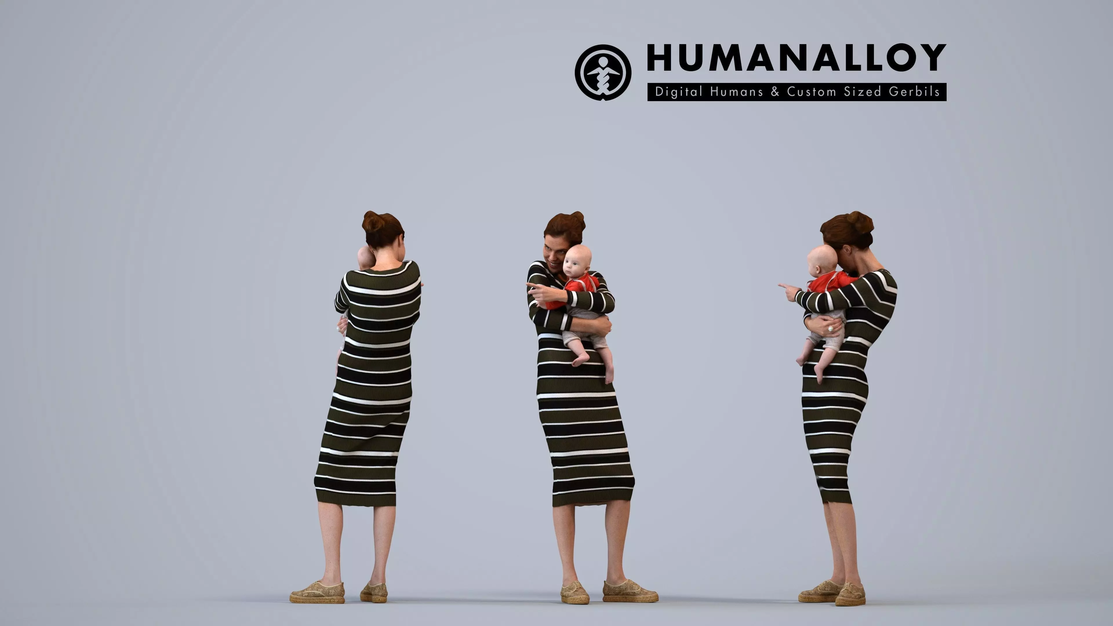 00098AnoukAbel002 - Adult Caucasian woman with child in casual 3D model