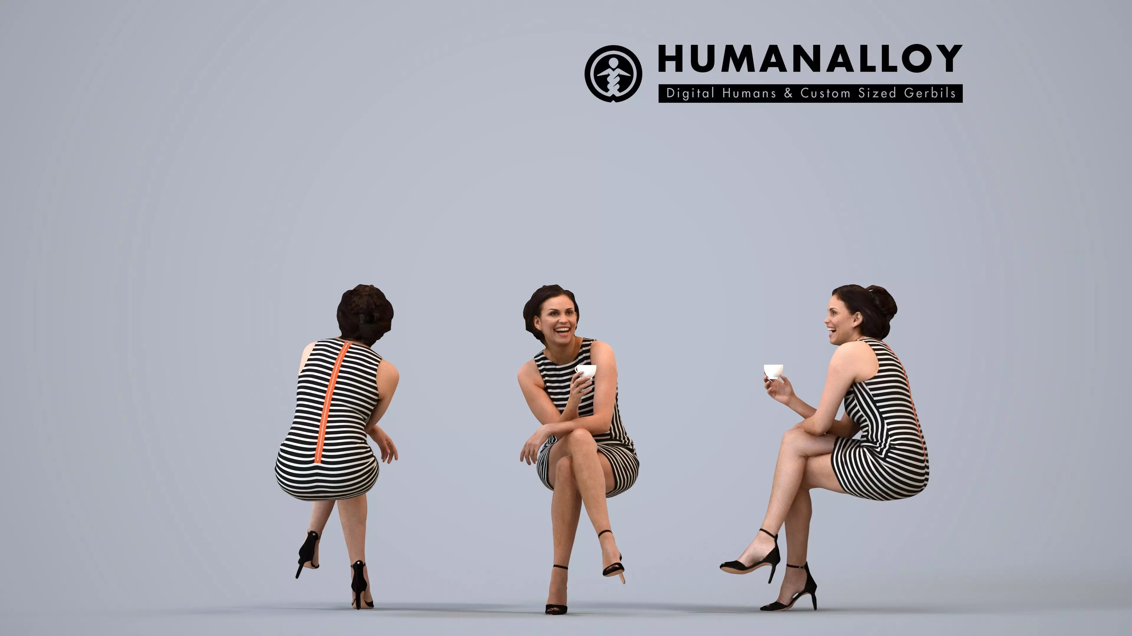 00189Cameron018 - Adult Caucasian woman relaxing in public 3D model
