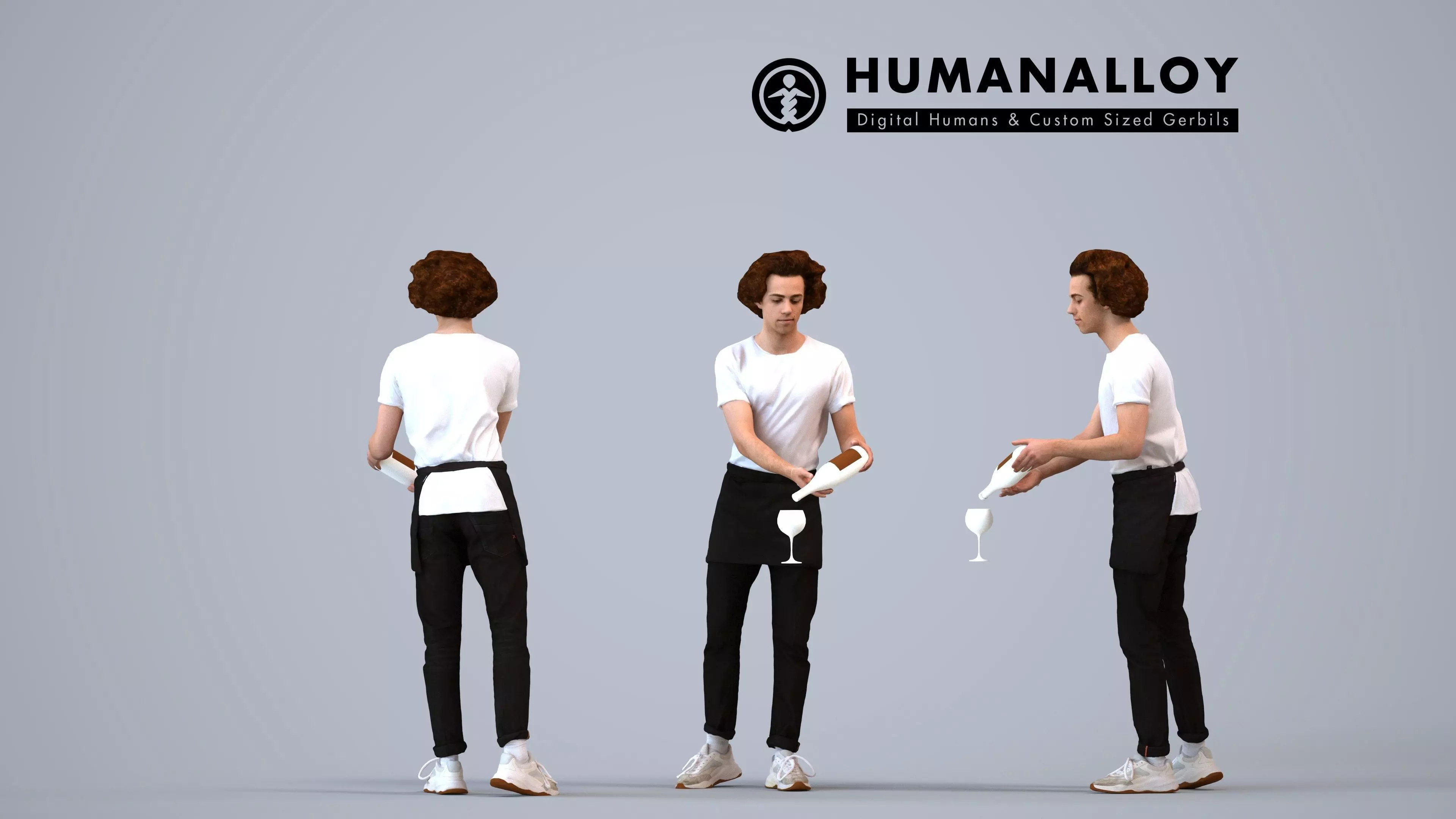 00206Quint009 - Adult Caucasian male waiting in hospitality 3D model