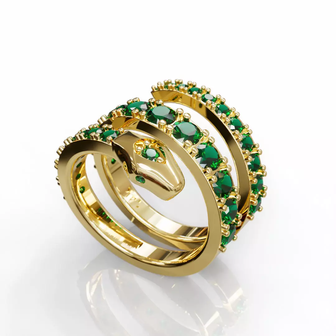 Luxury Stylized Snake Wrap Ring 3D print model