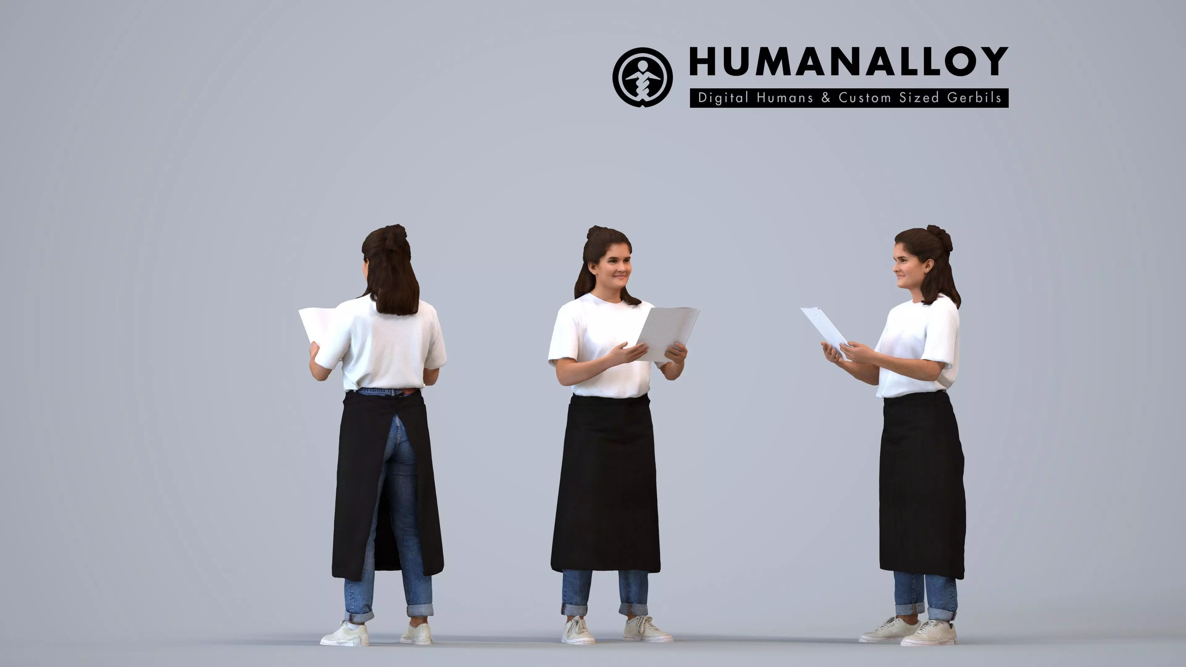 00233Aamina003 - Adult Caucasian woman reading in hospitality 3D model