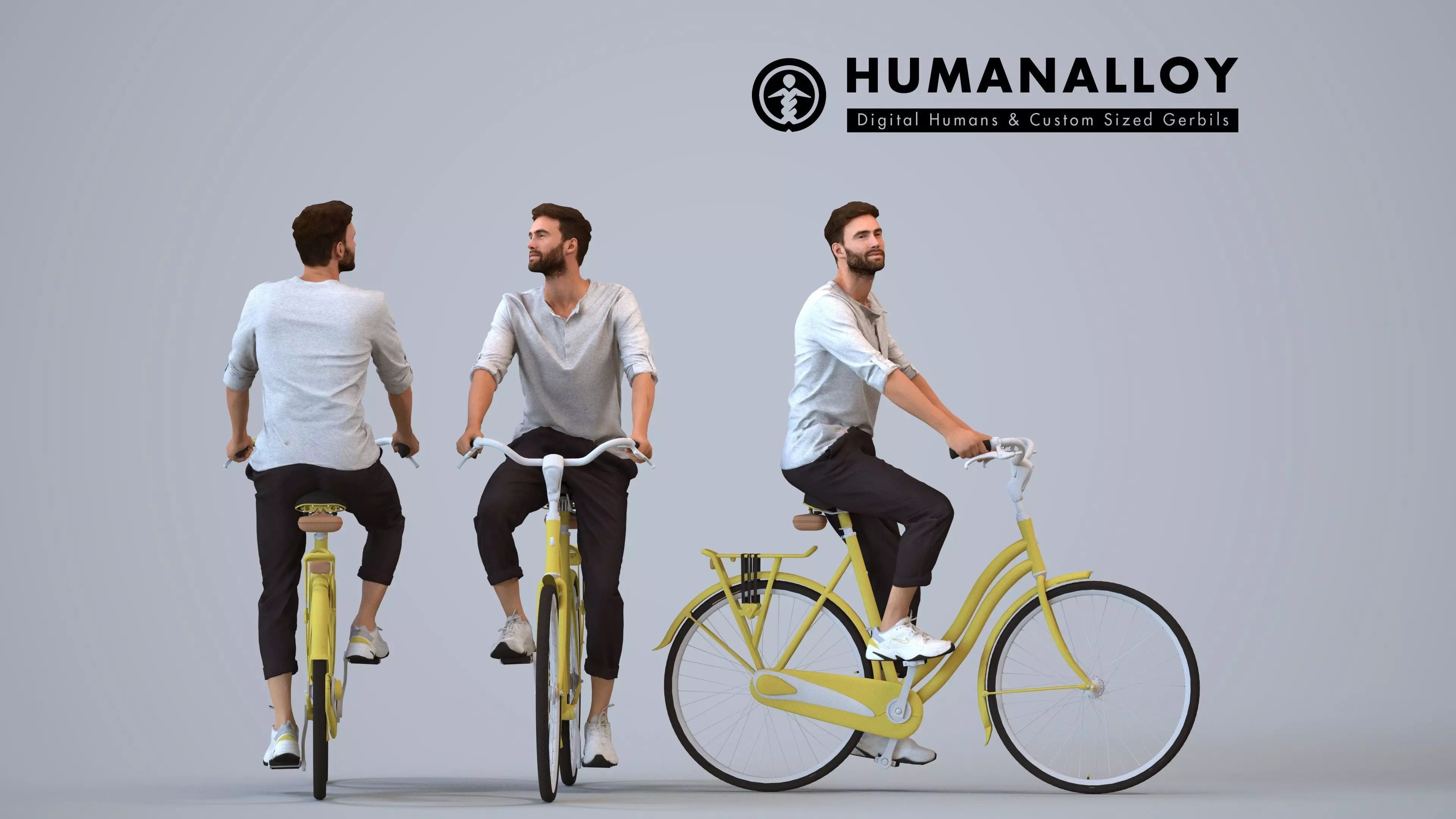 00274Olivier012 - Adult Caucasian man cycling in public space 3D model