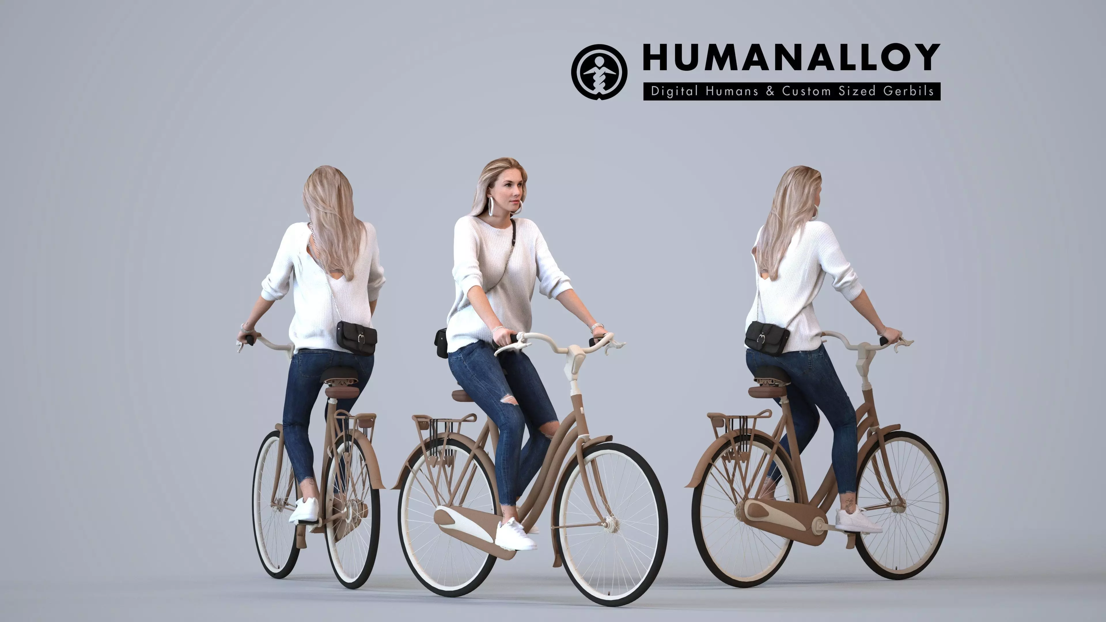 00295Elsje0013 - Adult Caucasian woman cycling casually with 3D model