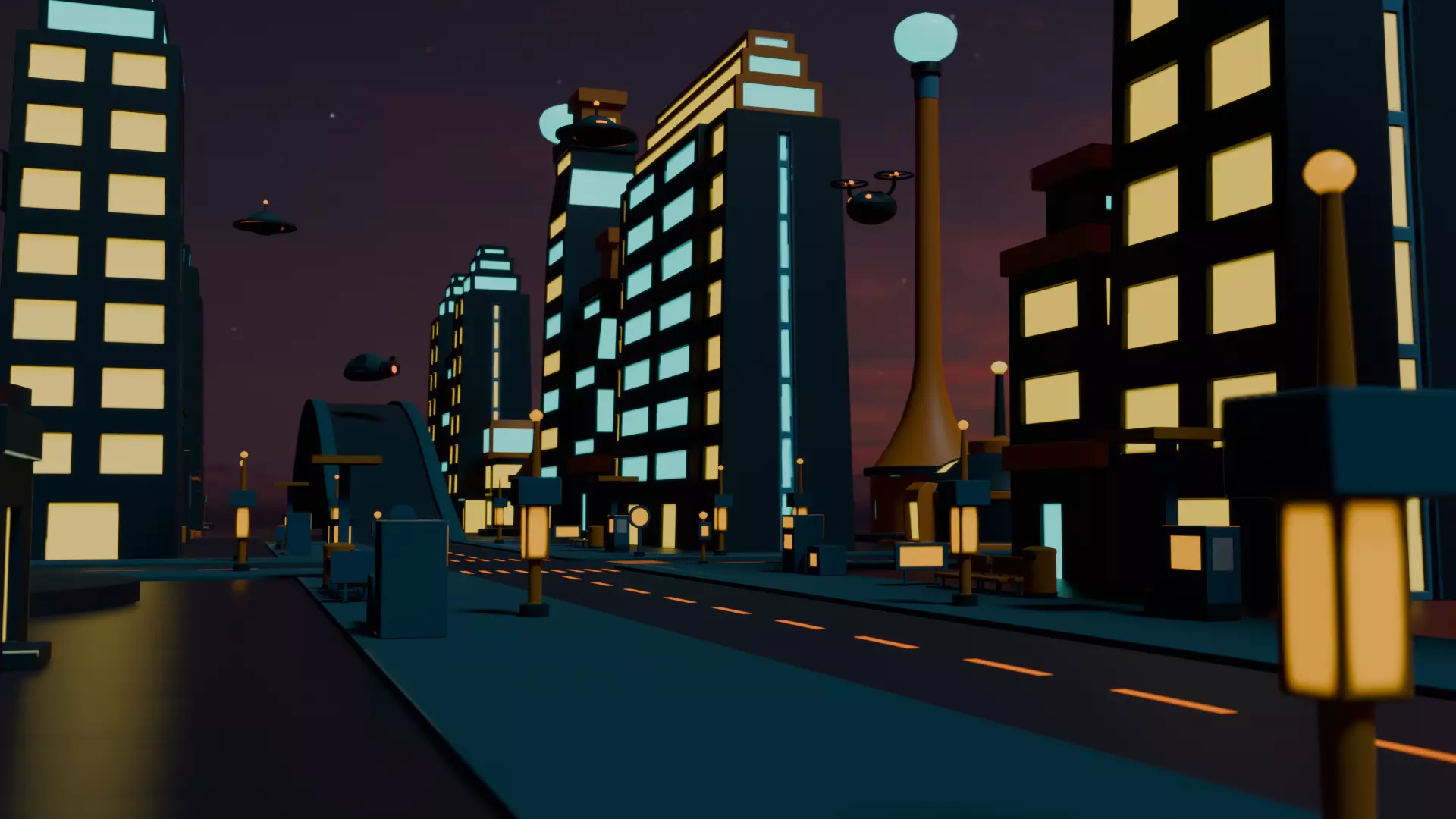 Stylized Futuristic City Environment Pack Game Ready Low-poly 3D model