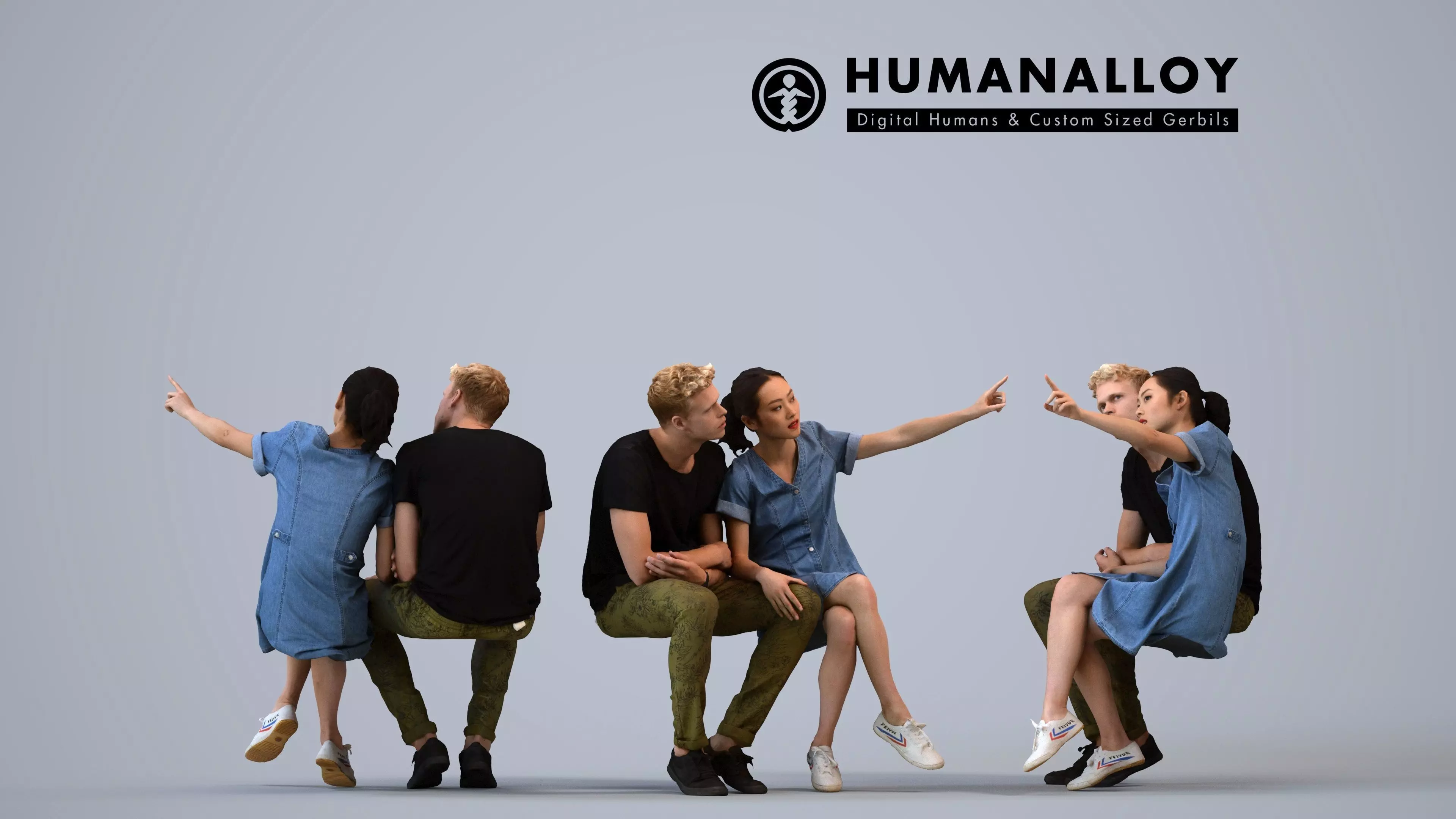 00330samen005 - Adult Caucasian person sitting and talking in 3D model