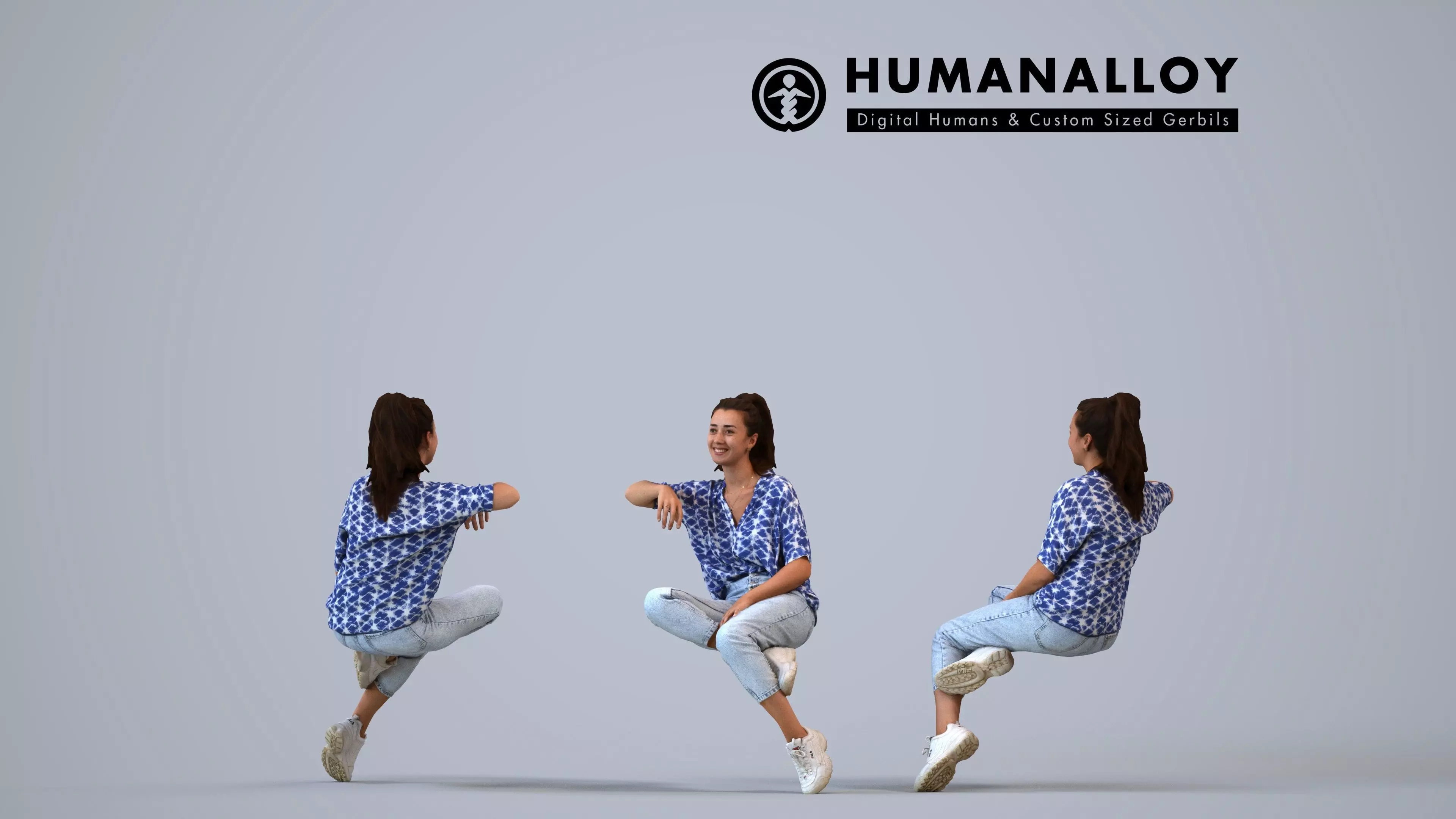 00337Siti011 - Adult Caucasian woman relaxing at home in casual 3D model