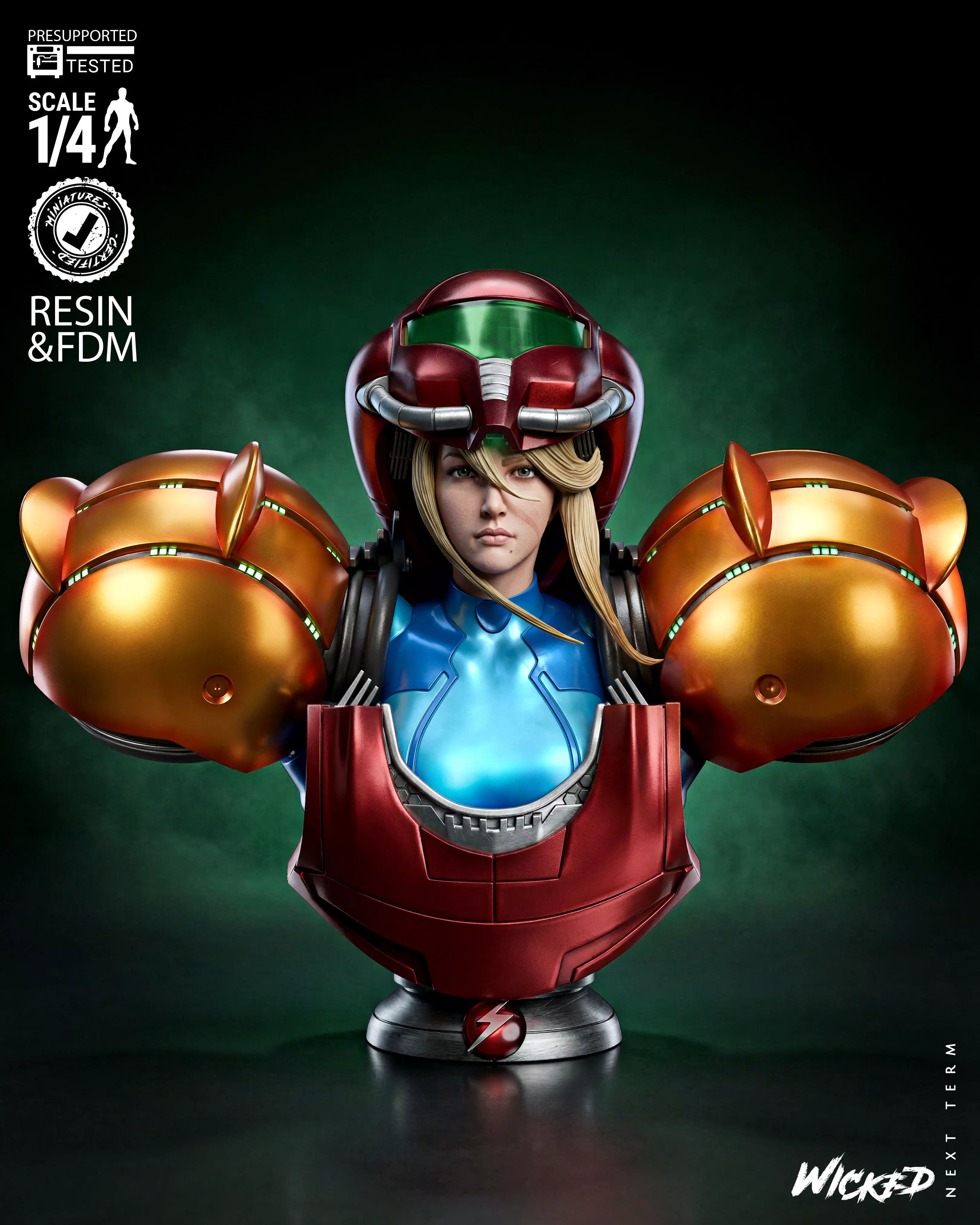 Wicked Video Game Samus Portrait Bust 3D print model