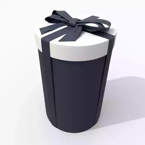 Gift Box - Tall Round with Tied Ribbon Bow