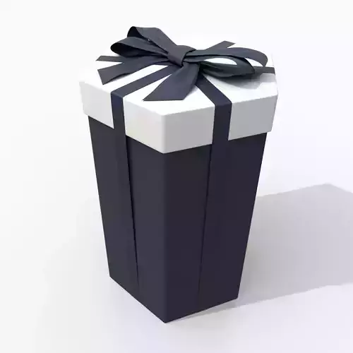 Gift Box - Tall Hexagon with Tied Ribbon Bow