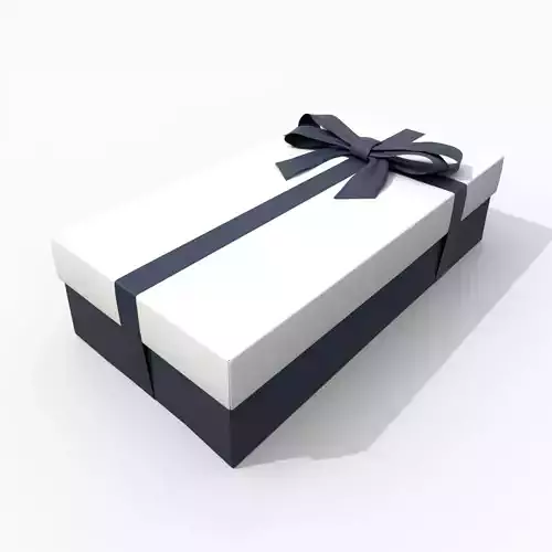 Gift Box - Low Rectangular with Tied Ribbon Bow
