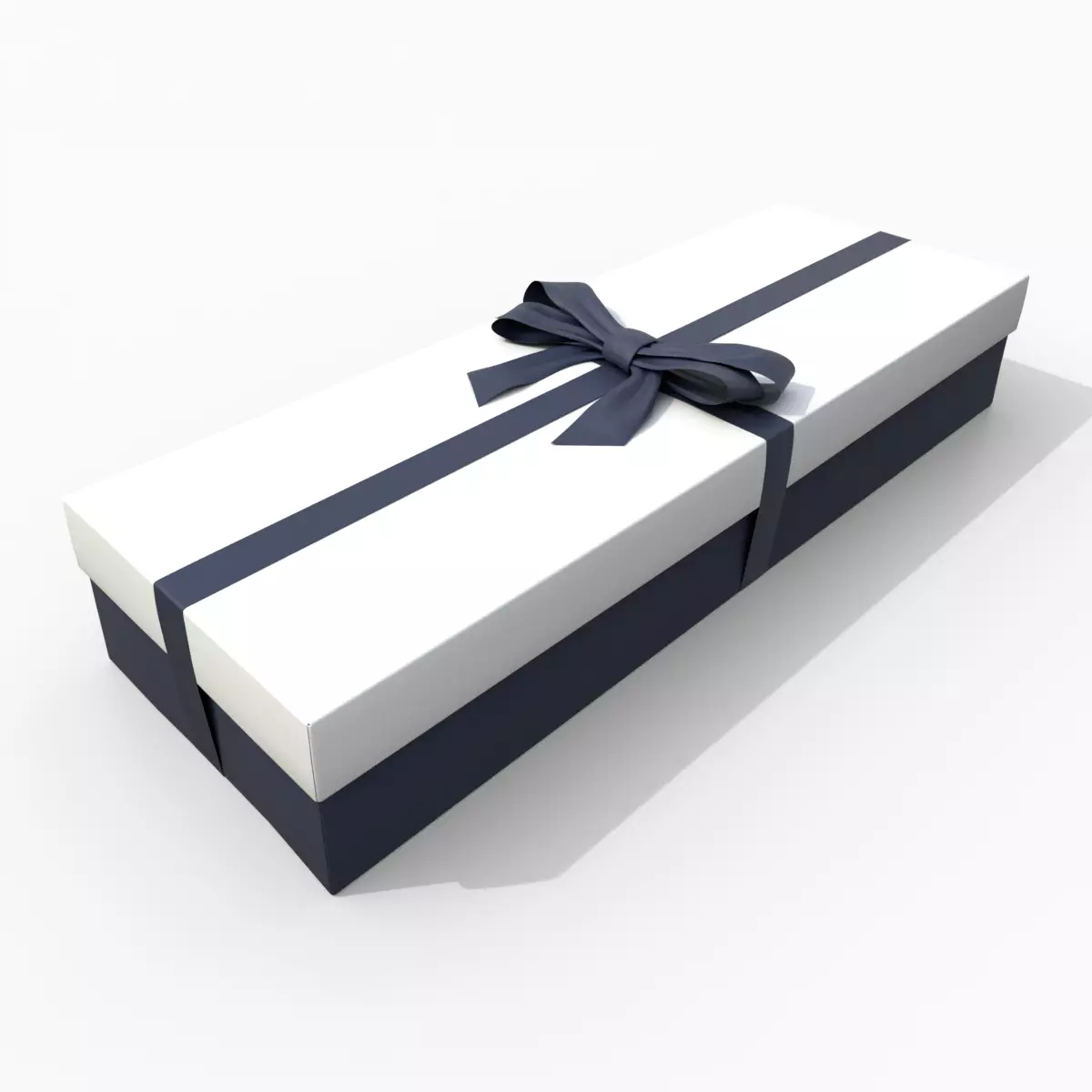 Gift Box - Long Rectangular with Tied Ribbon Bow Low-poly 3D model