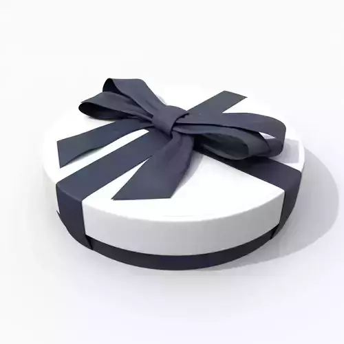 Gift Box - Flat Round with Tied Ribbon Bow