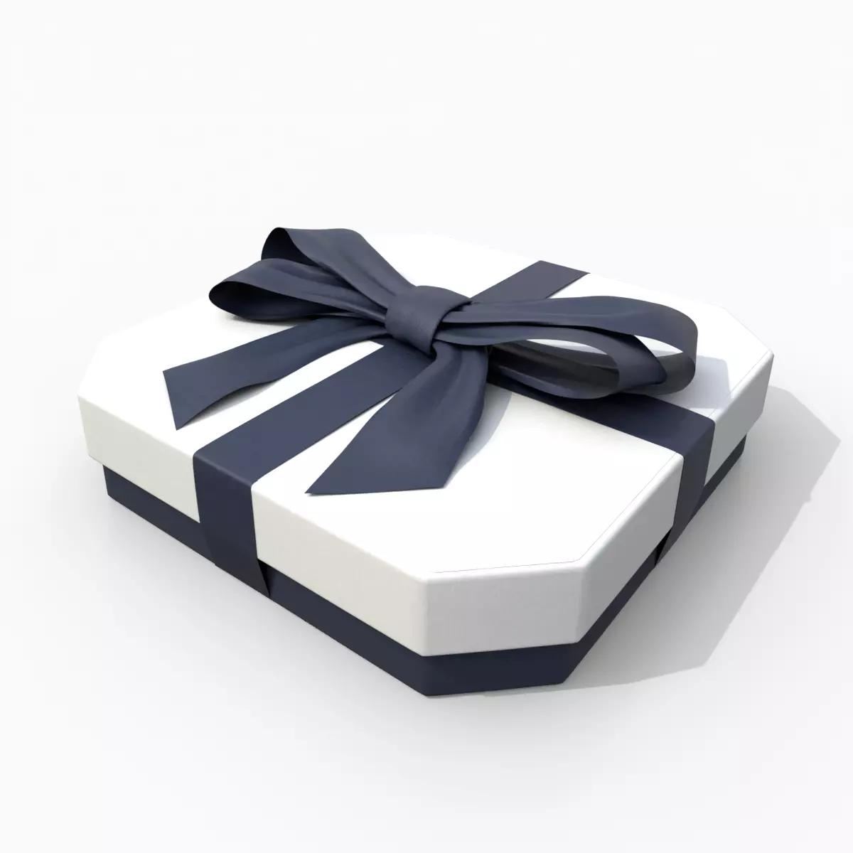 Gift Box - Flat Beveled Edge with Tied Ribbon Bow Low-poly 3D model