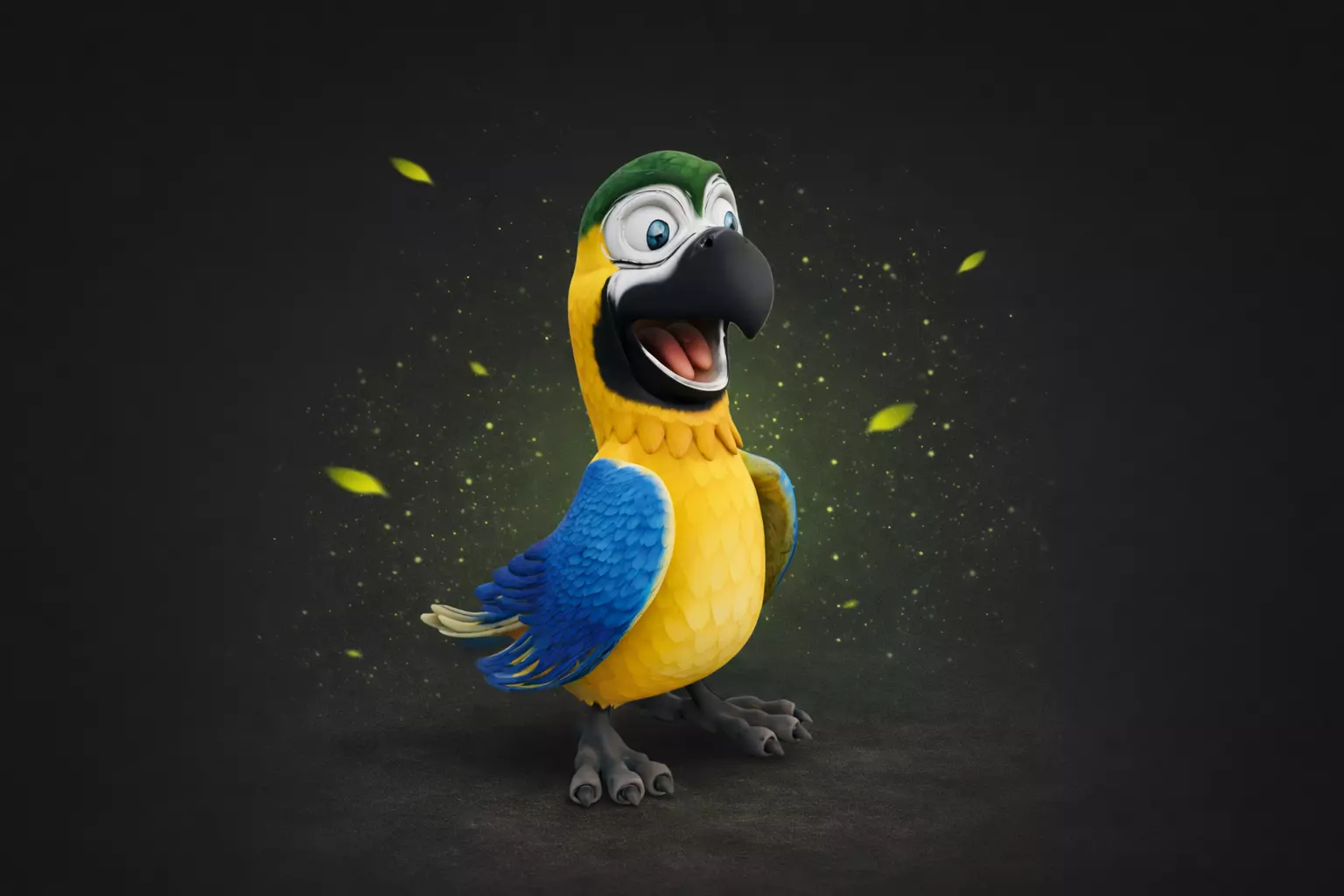 Stylized Cartoon Parrot Cute Animated Character Low-poly 3D model