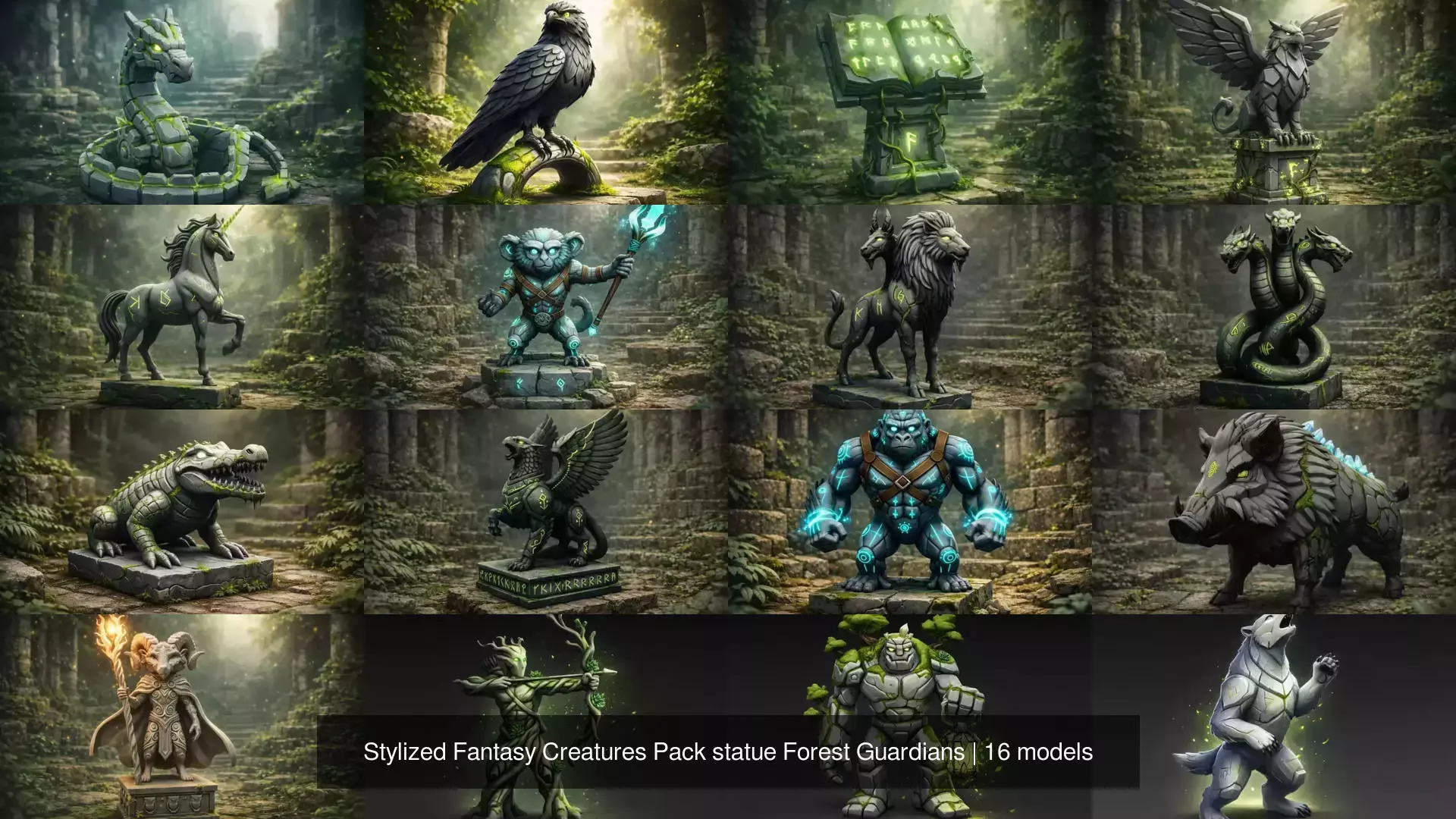 Stylized Fantasy Creatures Pack statue Forest Guardians