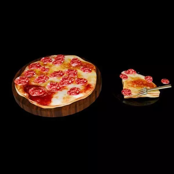 Fast Food Pepperoni Pizza and quarter pizza Low-poly 3D model