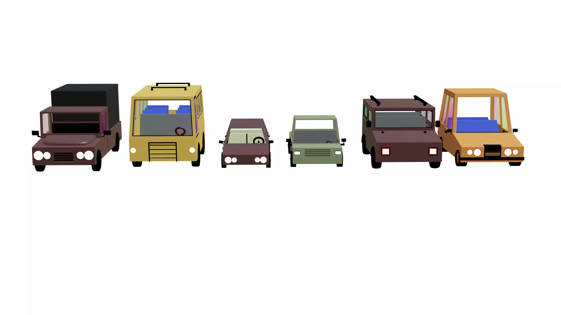 Low Poly Cartoon Car Collection - 6 Vehicle Asset Pack Low-poly 3D model