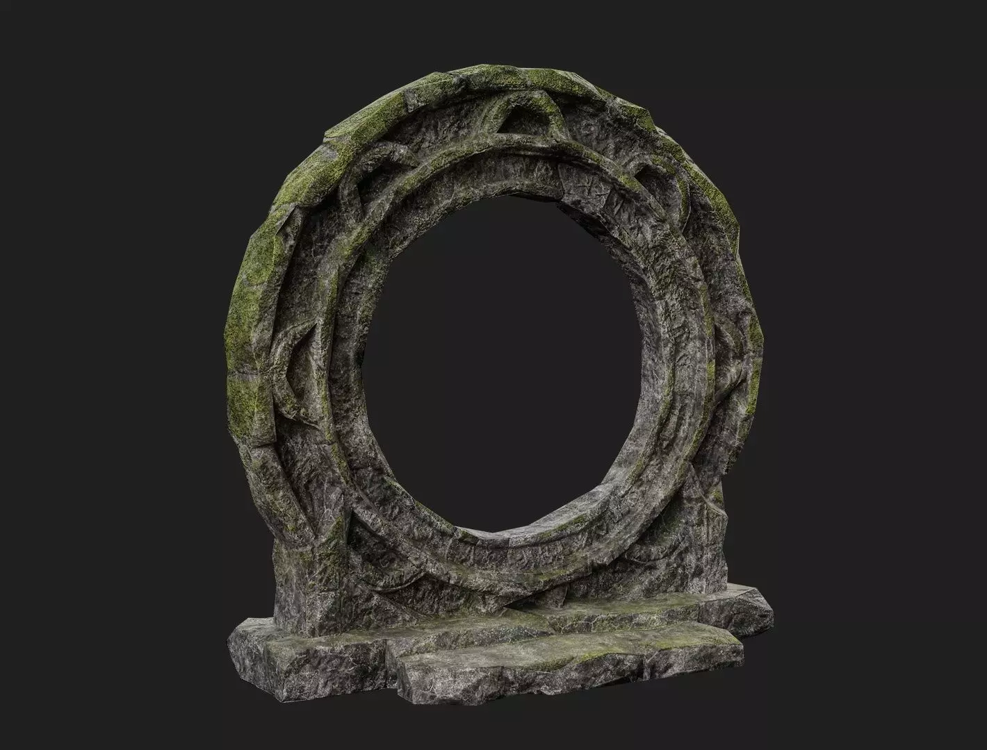 Ancient Mossy Stone Portal Low-poly 3D model