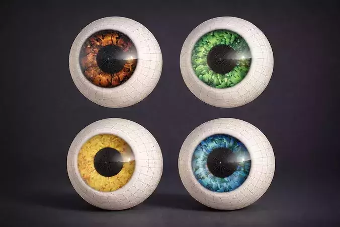 Human eye Procedural 4K Realistic Amber Eye Shader 3D model 4