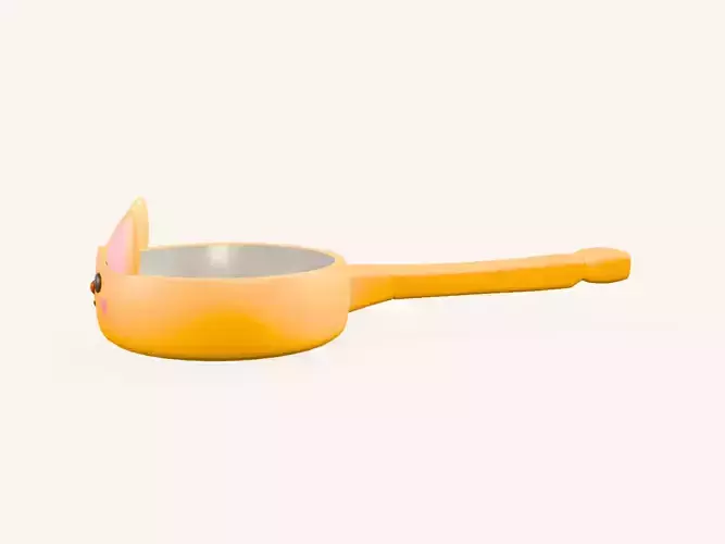 Cartoon Cat Frying Pan Low-poly 3D model 3
