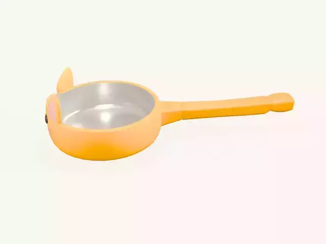 Cartoon Cat Frying Pan Low-poly 3D model 2